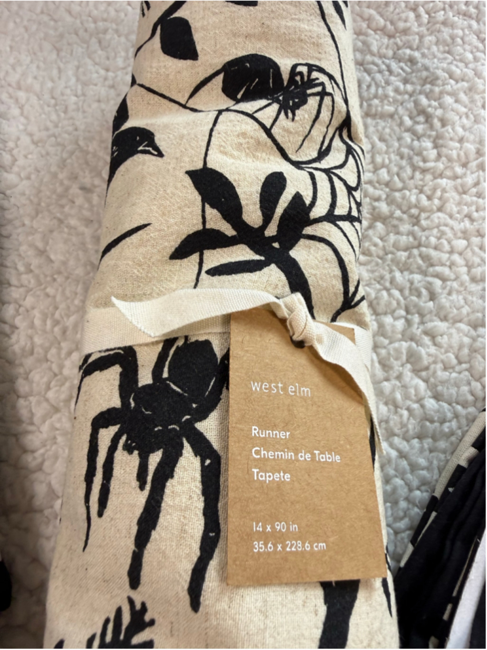 West Elm Spooky Toile Runner & 8 Napkins NWT Halloween Goth Augtober - Picture 7 of 12